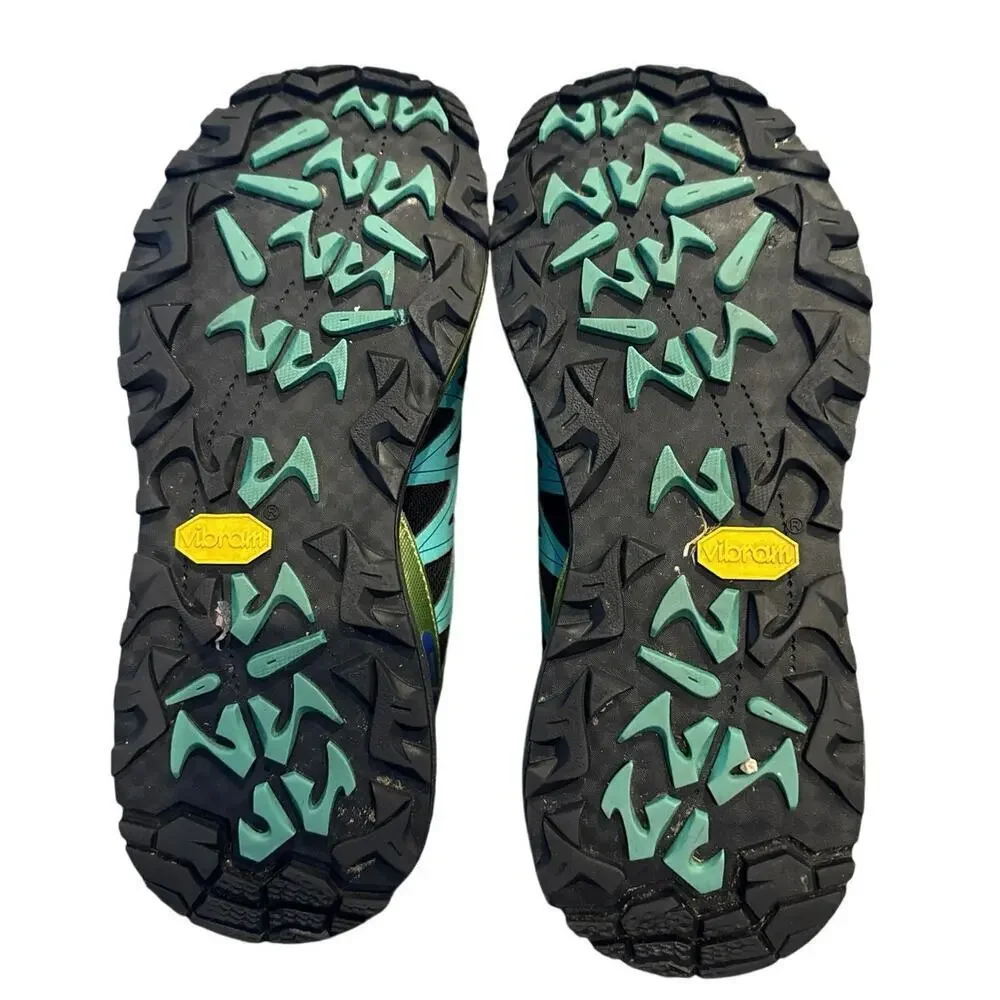 Women’s Scott Aztec 3 Teal Lime Green Bungee Laces Trail Running Shoes Size 9